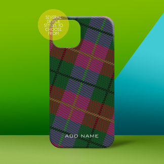 Colourful Linen Plaid Pattern with Custom Name iPhone 16 Case