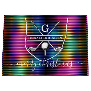 Colourful Lines Custom Elegant Golf Monogram Desig Large Gift Bag
