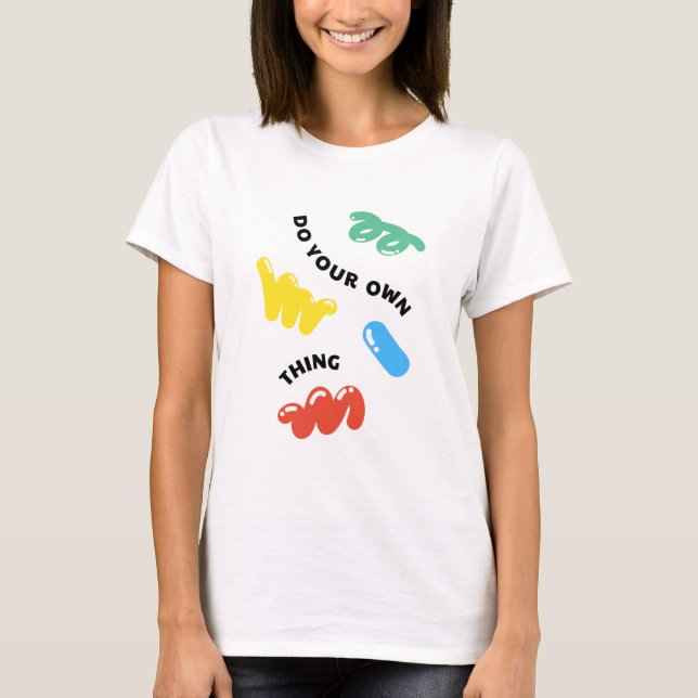 Colourful Lines Cute & Cheeky Curved Text T-Shirt (Front)