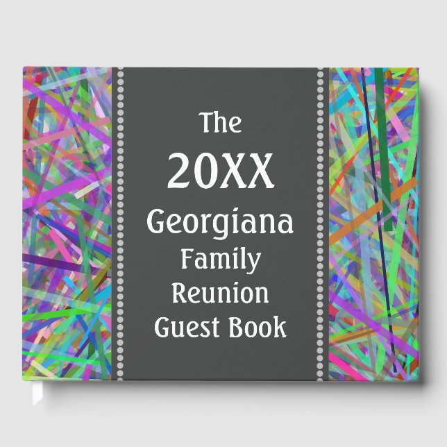 Colourful Lines Family Reunion Guest Book (Front)