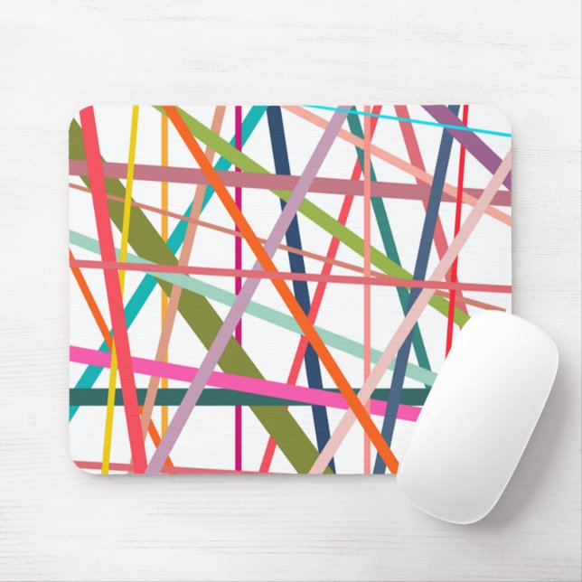 Colourful Lines  Mouse Mat (With Mouse)