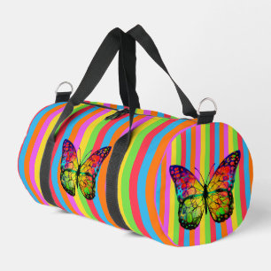 Colourful Lines Rainbow Butterfly Duffle Bag
