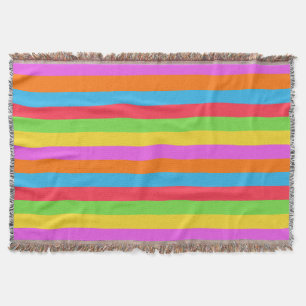 Colourful Lines Rainbow Patel Colour Throw Blanket