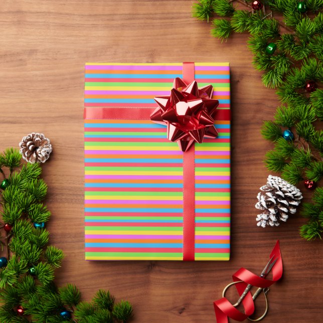 Colourful Lines Rainbow Patel Colour Wrapping Paper (Holiday Gift)