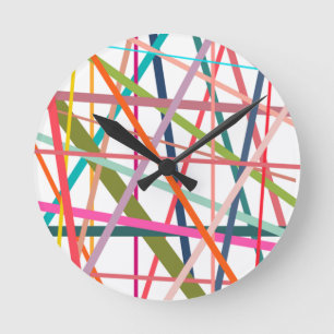 Colourful Lines  Round Clock