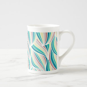 Colourful Lines Vintage Vibes Pretty Abstract Art Bone China Mug