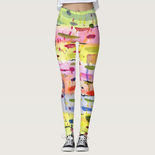 Colourful Lines Watercolor Abstract Leggings