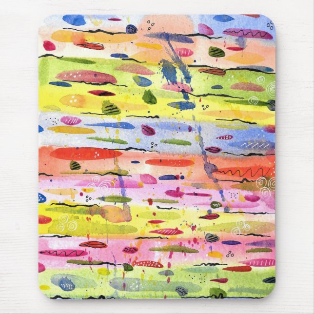 Colourful Lines Watercolor Abstract Mouse Mat (Front)