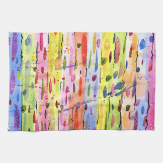 Colourful Lines Watercolor Abstract Tea Towel