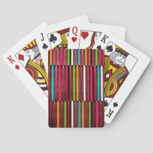 Colourful Lines Wood Blue Orange Pattern Fun Playing Cards