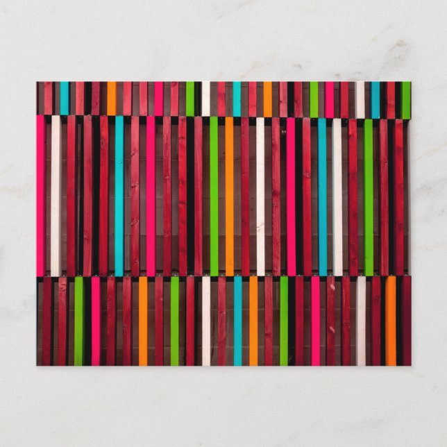 Colourful Lines Wood Blue Orange Pattern Fun Postcard (Front)