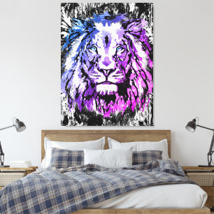 Colourful Lion Canvas Print   Big Lion Art Print