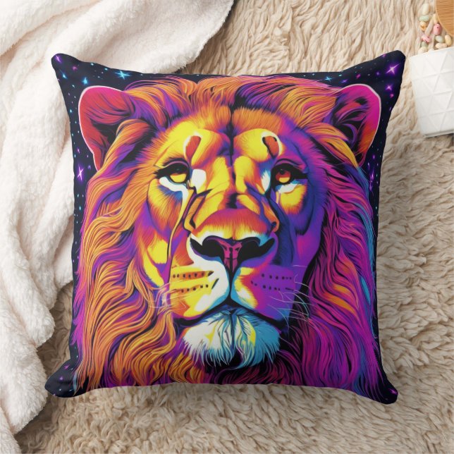 Colourful Lion Cushion (Blanket)