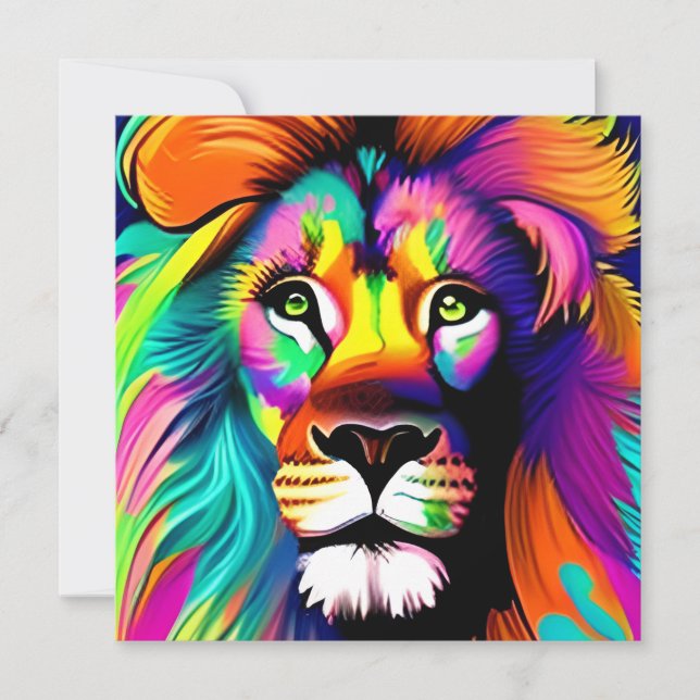 Colourful Lion Digital Art (Front)