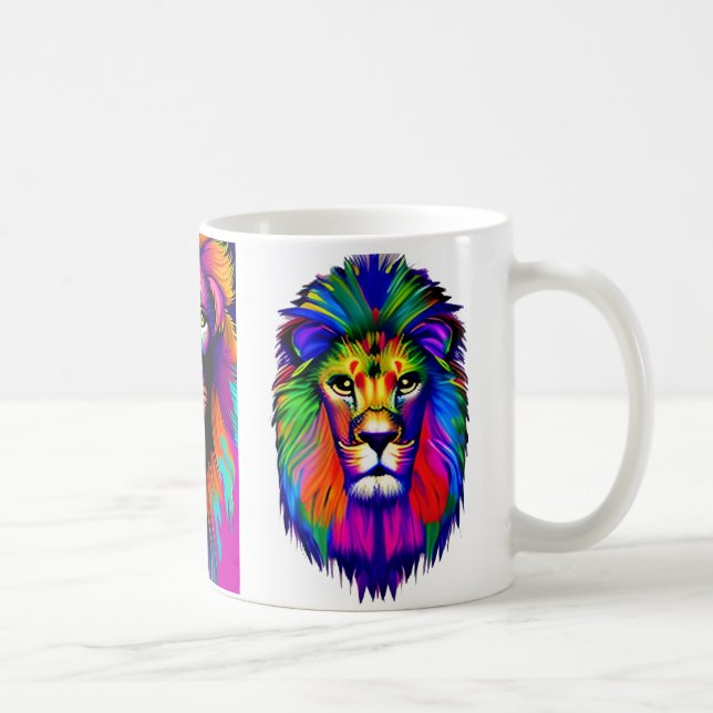 Colourful Lion Digital Art Coffee Mug (Right)