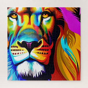Colourful Lion Digital Art Jigsaw Puzzle