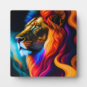 Colourful Lion Face Art Plaque