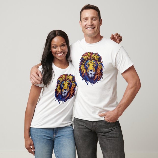 Colourful Lion Face T-Shirt (Unisex)