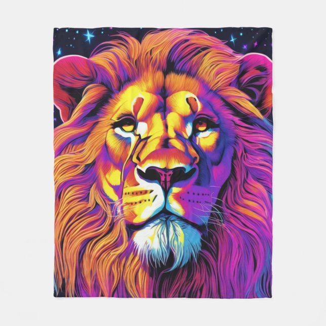 Colourful Lion Fleece Blanket (Front)