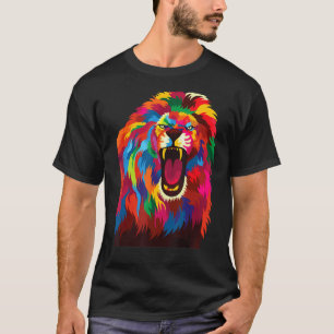Colourful Lion Head Cute Pop Geometric Polygonal T-Shirt