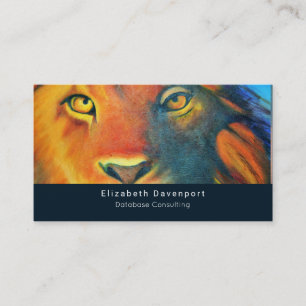 Colourful Lion Head Portrait Oil Painting Business Card