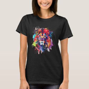 Colourful Lion Head Splash Lion Men Women Kid T-Shirt