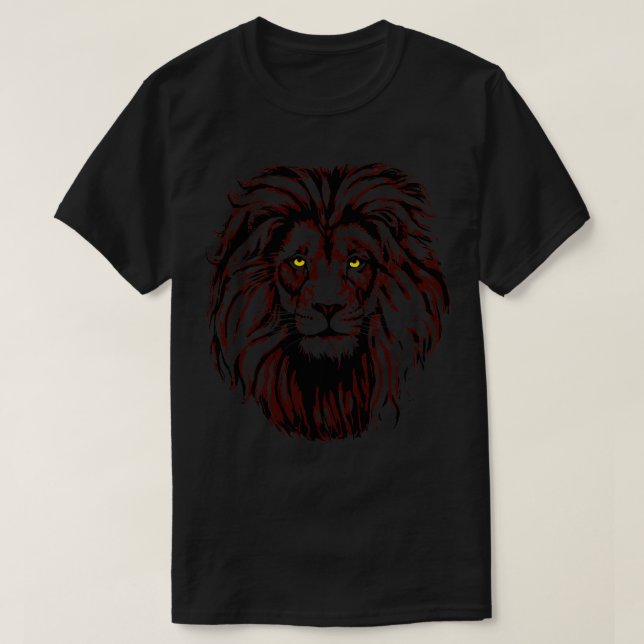Colourful Lion Lion Head Burgundy T-Shirt (Design Front)
