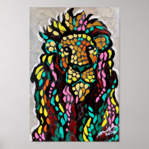 Colourful Lion Painting Design Poster