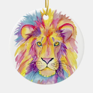 Colourful Lion Portrait Ceramic Tree Decoration