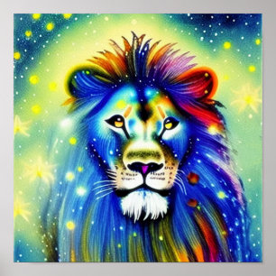 Colourful lion   poster