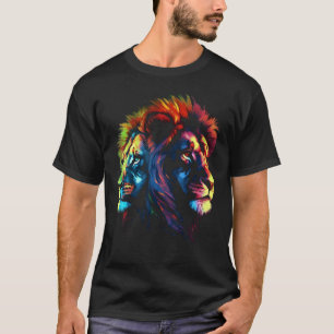 Colourful Lion  Ying and Yang  Zoo Animal Lion T-Shirt