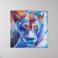 Colourful Lioness Art - Hand Painted Wildlife Deco