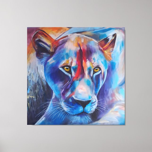 Colourful Lioness Art - Wildlife Home Decor (Front)