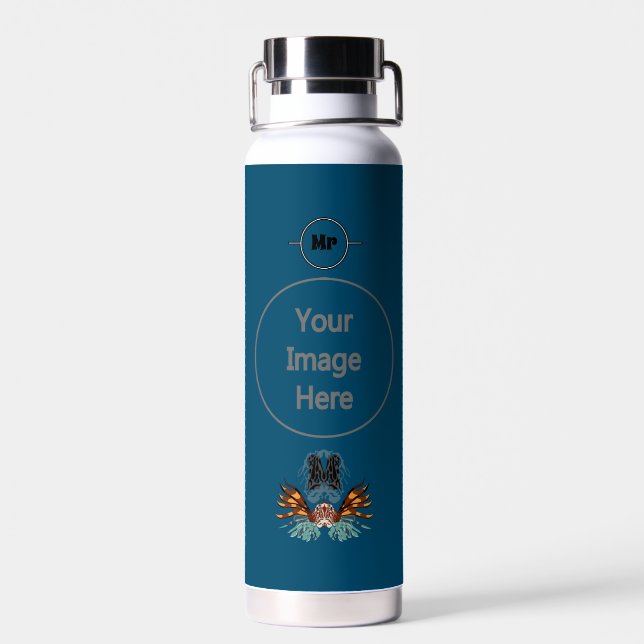 Colourful Lionfish Monogram Water Bottle (Back)