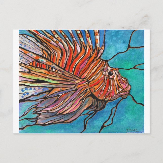Colourful Lionfish "Stained Glass" Style Art! Postcard (Front)