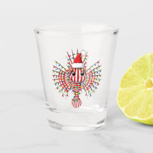 Colourful Lionfish Wearing a Santa Hat Shot Glass