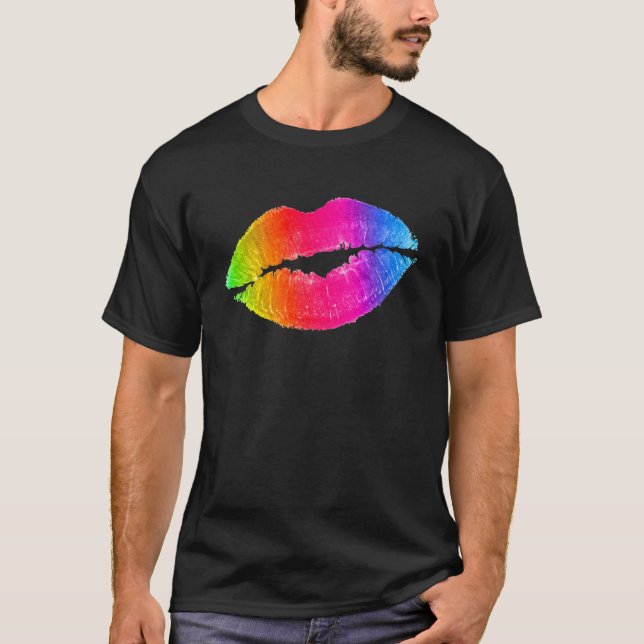 Colourful Lips Lipstick Makeup T-Shirt (Front)