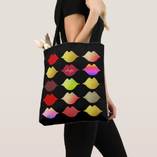 Colourful Lips makeup artist beauty black Tote Bag