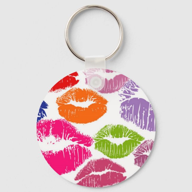 Colourful Lipstick Kisses Lip Colour Key Ring (Front)