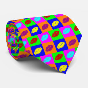 Colourful lipstick kisses tie