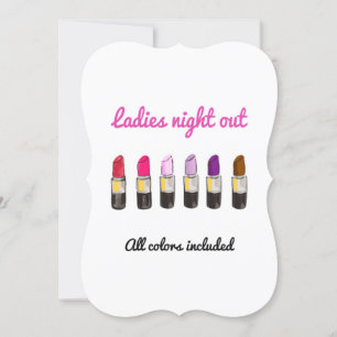 Colourful lipsticks GIRLS NIGHT OUT invitation