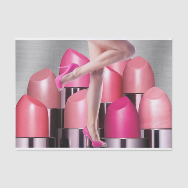 Colourful Lipsticks & Lady In High Heels Tissue Paper (Front)