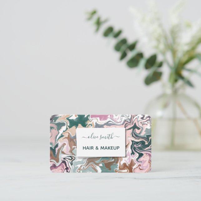 Colourful Liquid Acrylic Abstract Art Business Car Business Card (Standing Front)