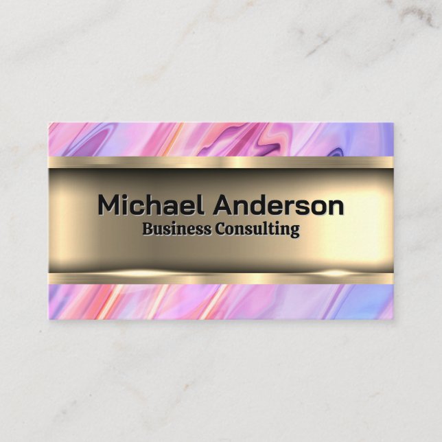 Colourful Liquid | Gold Metallic Business Card (Front)
