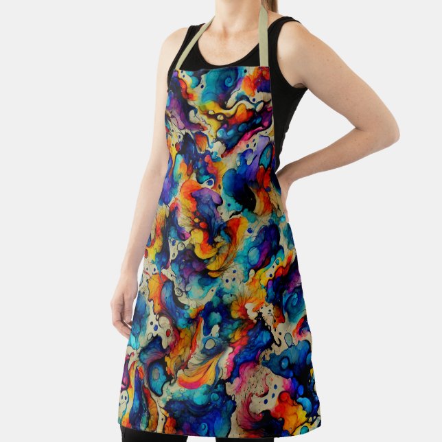 Colourful Liquid Ink Abstraction Apron (Insitu)