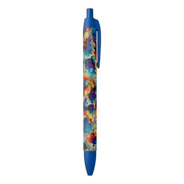 Colourful Liquid Ink Abstraction Blue Ink Pen (Bottom (Vertical))