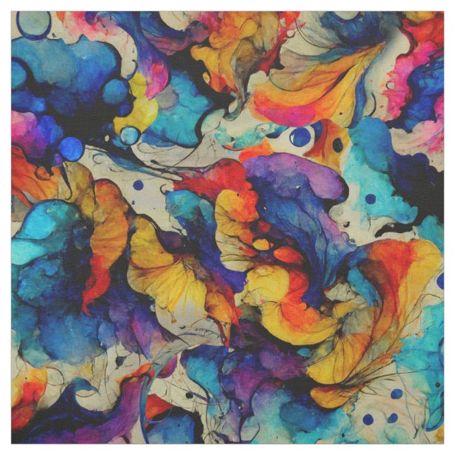 Colourful Liquid Ink Abstraction Pattern Fabric (Swatch)