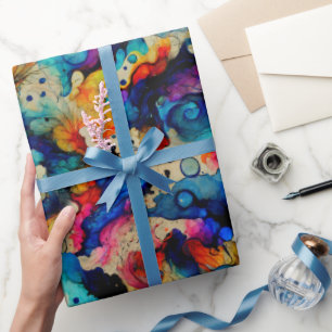 Colourful Liquid Ink Abstraction Pattern Wrapping Paper