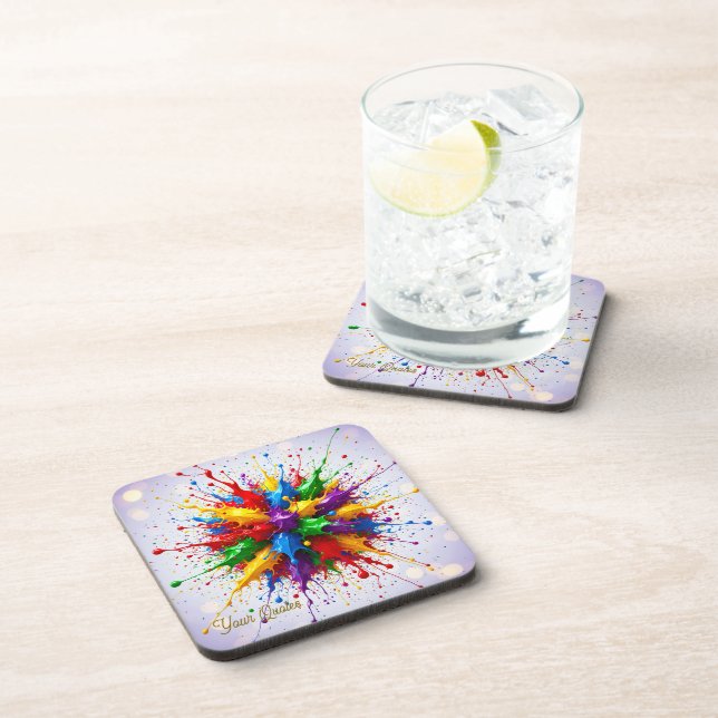 Colourful Liquid Paint Explosion Abstract Art Coaster (Right Side)