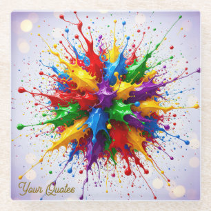 Colourful Liquid Paint Explosion Abstract Art Glass Coaster